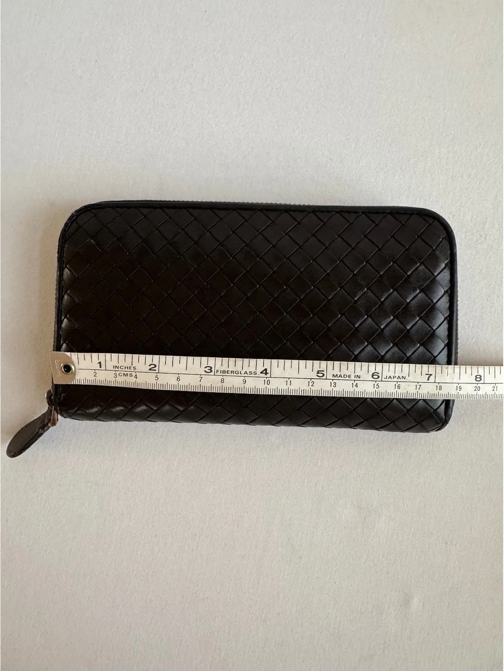 Bottega Veneta Intrecciato Zip Around Wallet Dark Brown Leather Made Italy COA